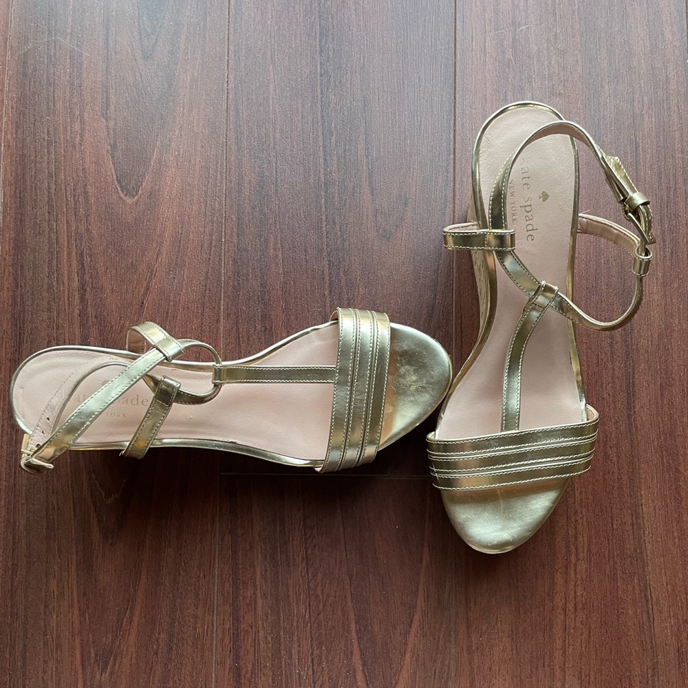 Kate Spade Gold Leather & cork bottom sandal